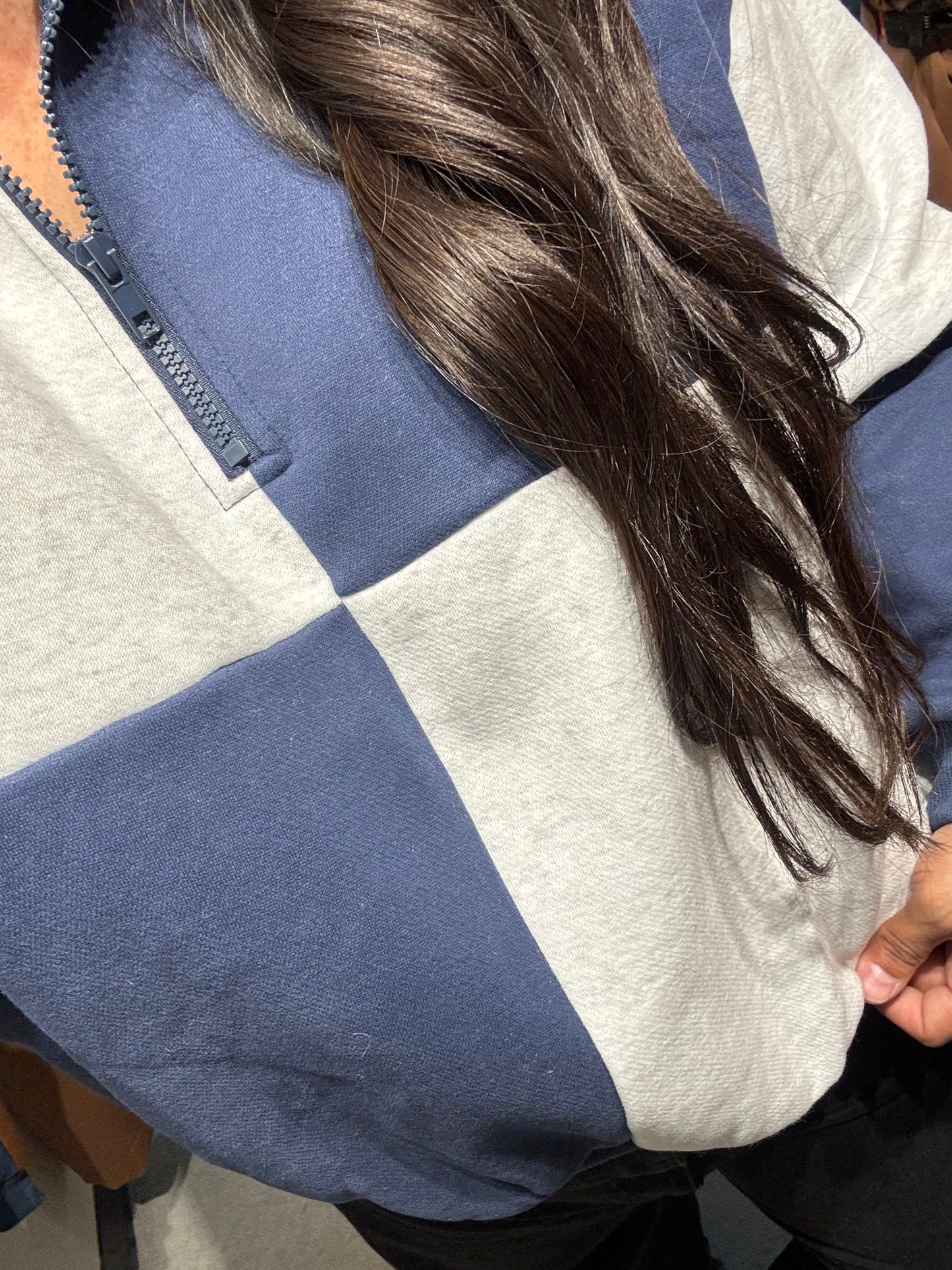 Buttermelon - Navy/Grey Colorblock Quarter Zip Sweatshirt
