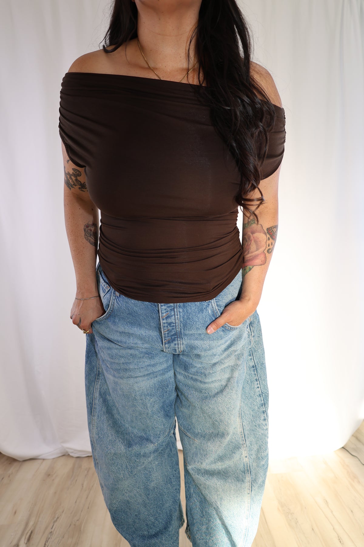 The Cerena off the shoulder fitted top