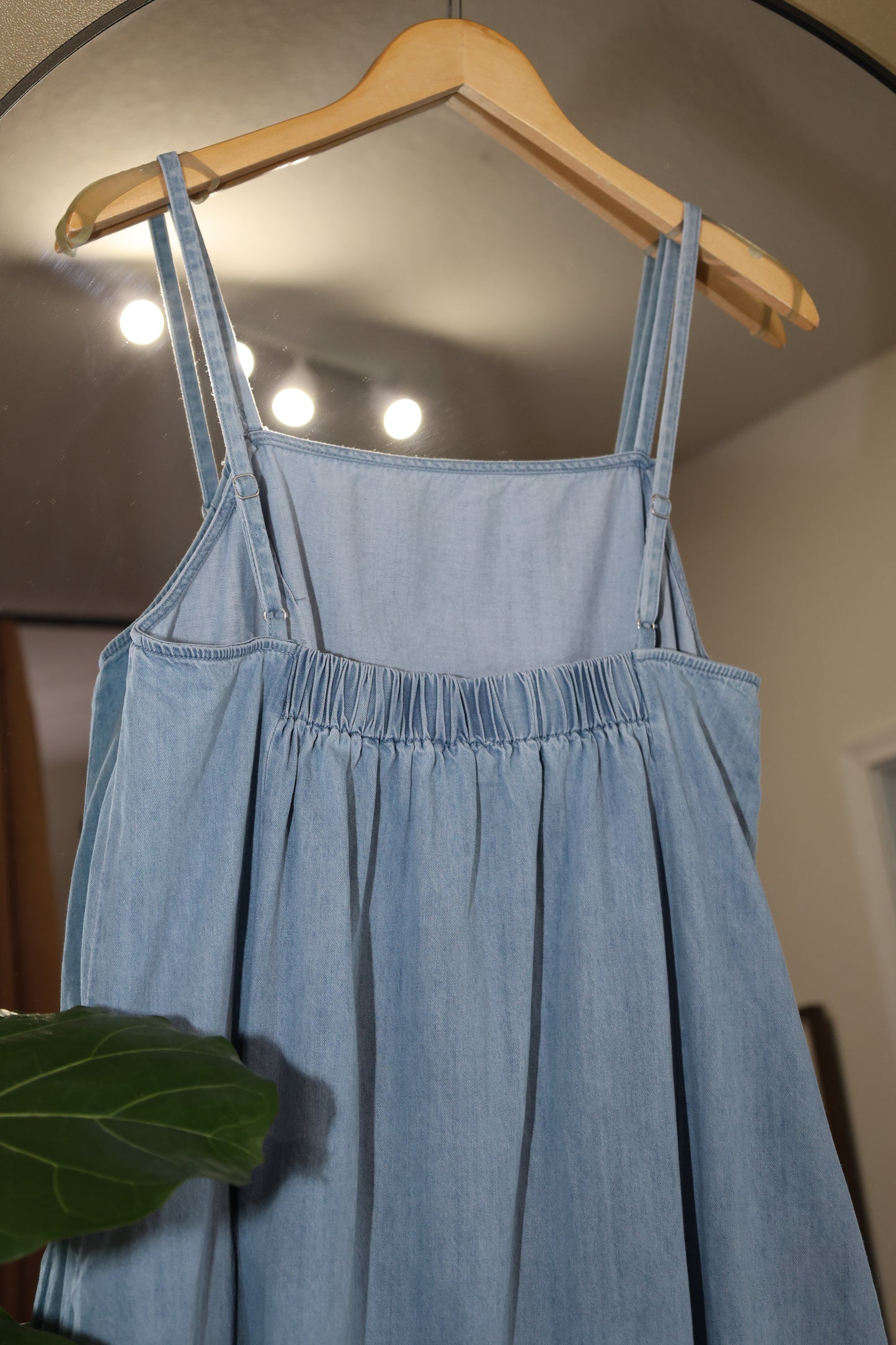 Sunday Edition Light-wash Spaghetti-strap Denim Dress