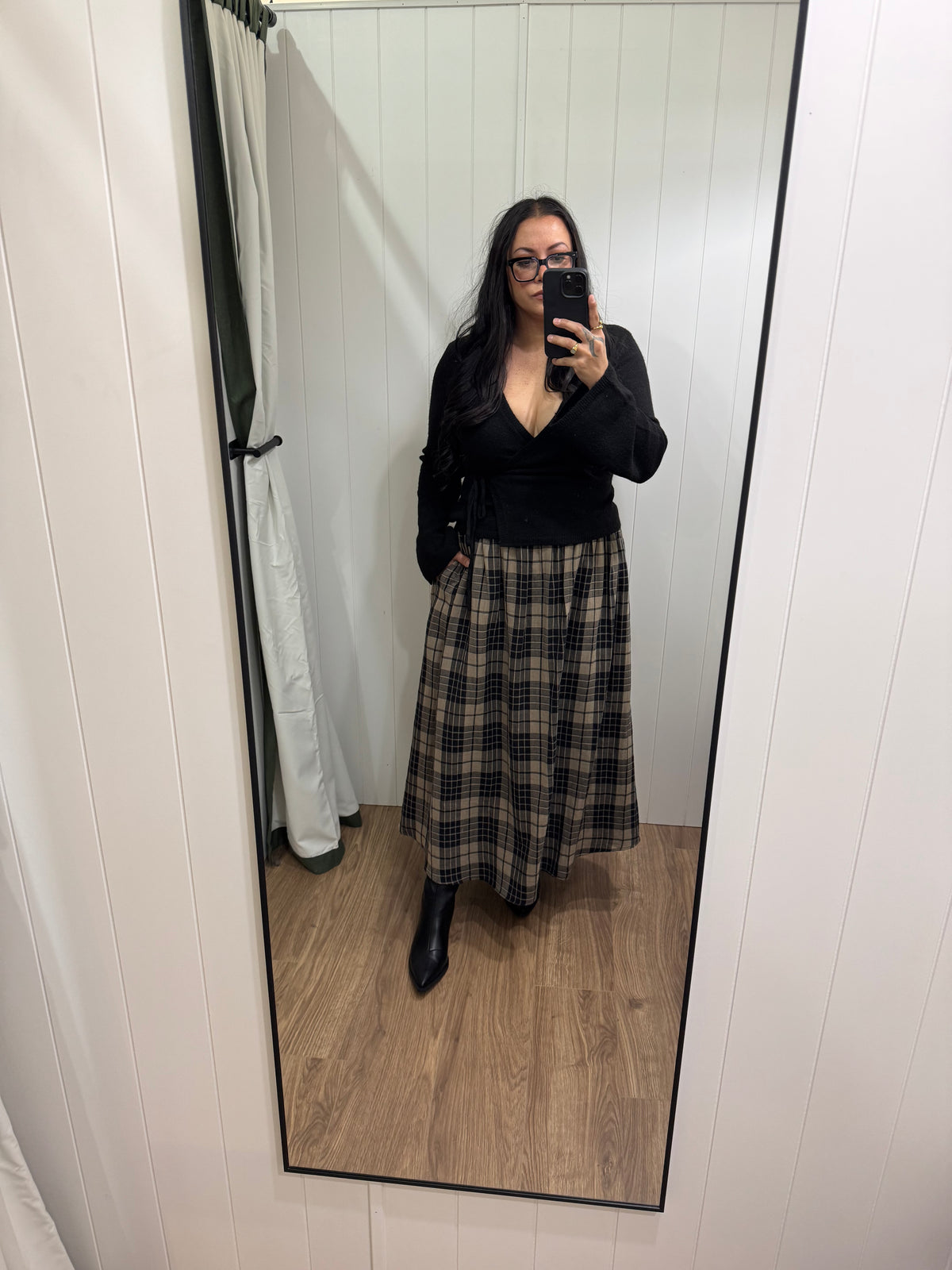 Show Me A Good Time plaid A-line maxi skirt