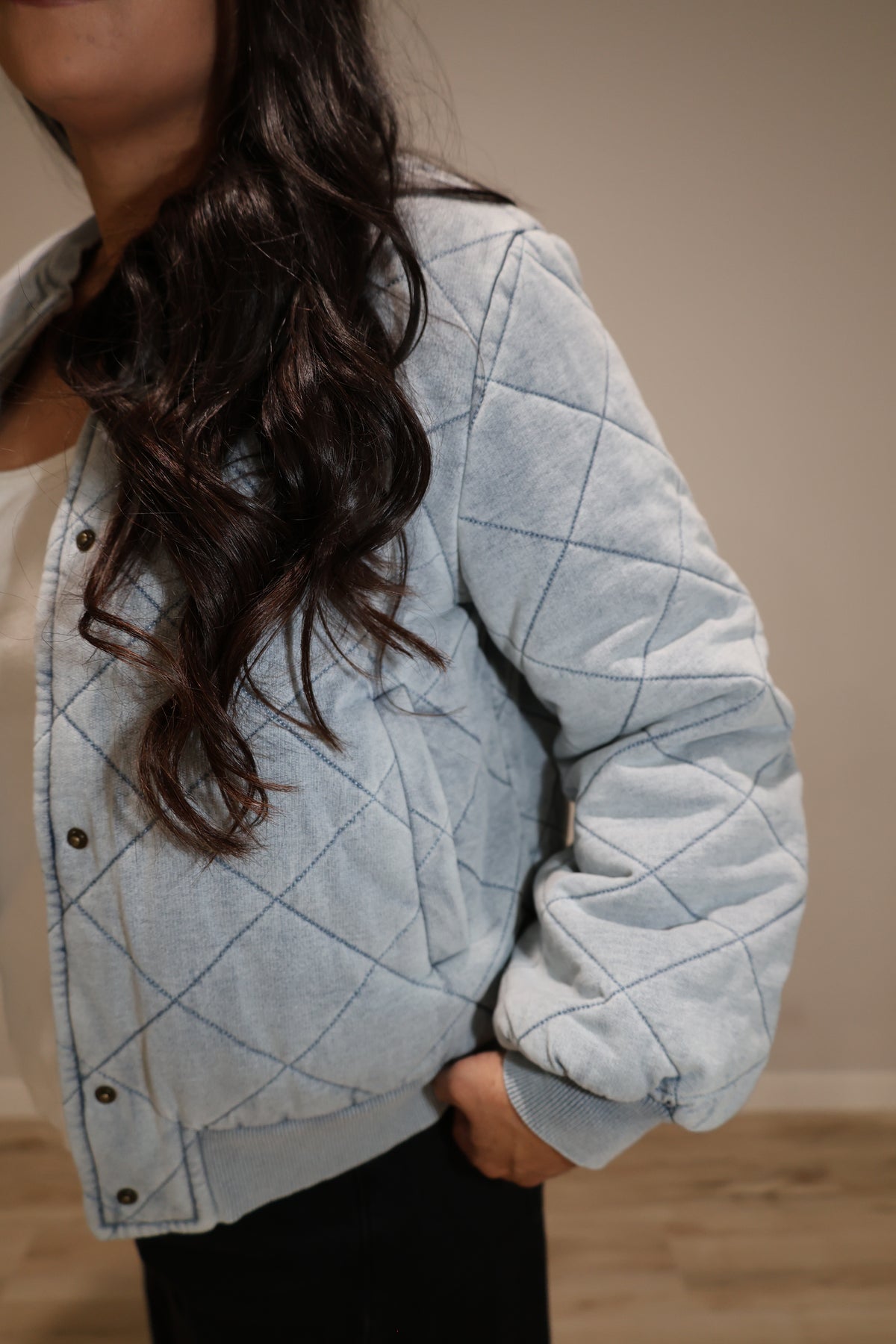 First Snow knit quilted bomber jacket