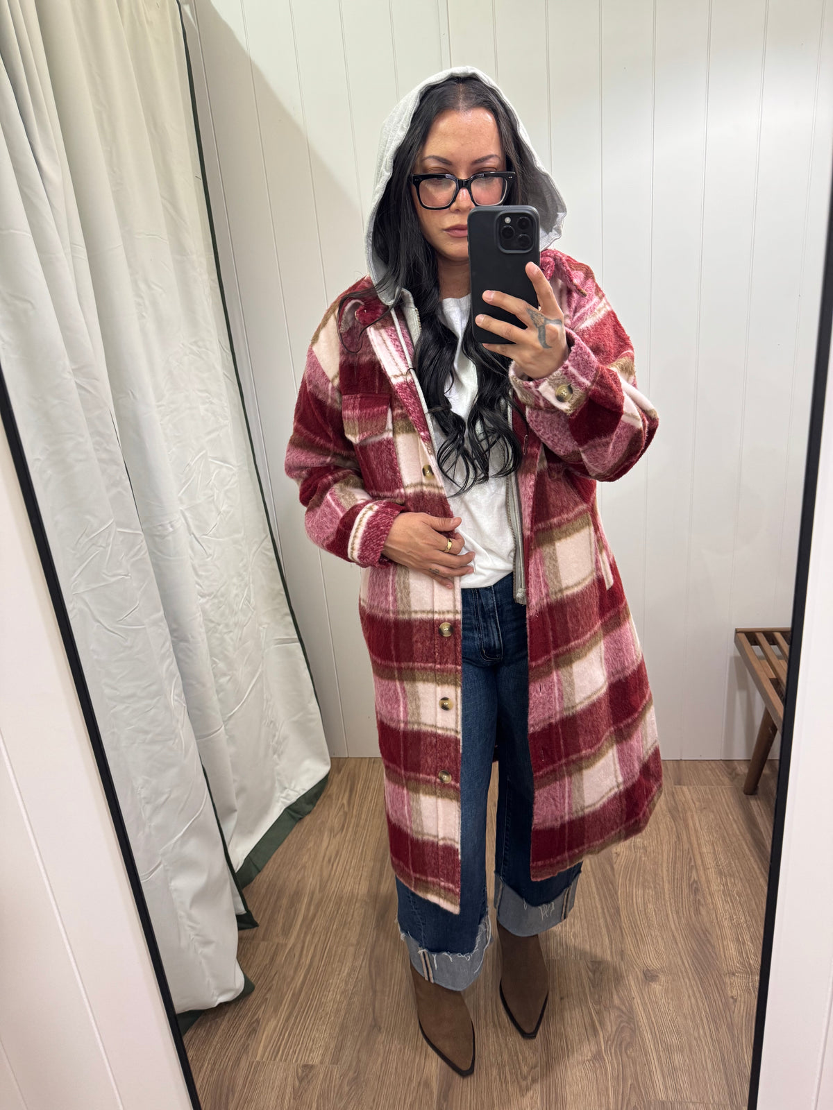 Homecoming Field plaid maxi coat