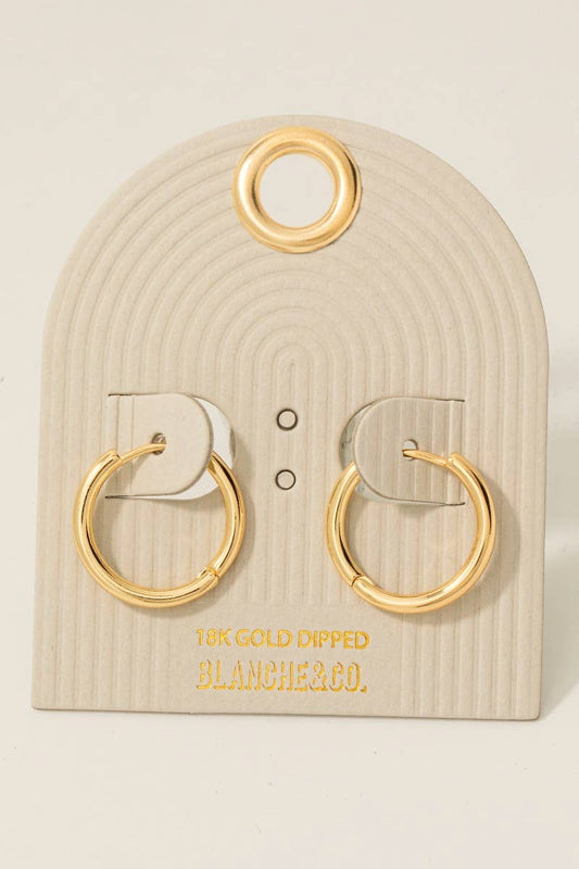 Fame Accessories - Gold Dipped Thin Tube Hinge Hoop Earrings
