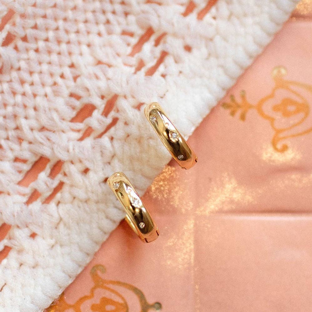 Mauve Jewelry Co. - Charli Diamond & Gold Polka Dot Hoops