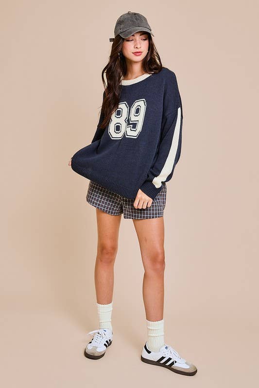 LE LIS - ROUND NECK SWEATER 89 GRAPHIC TOP