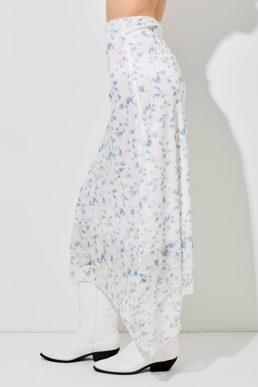 Baevely by Wellmade USA - PRINTED FLORAL MIDI SKIRT