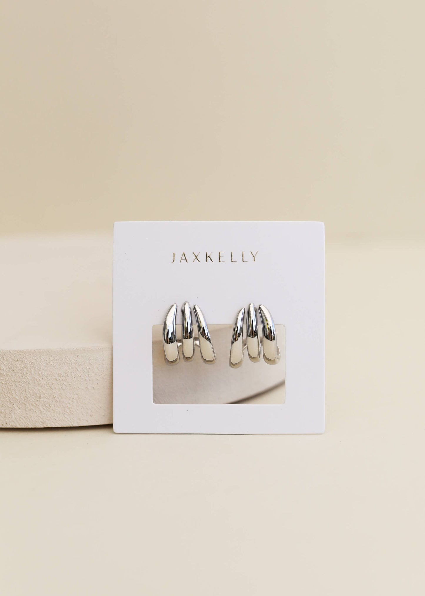 JaxKelly - Silver Three Hoop Huggie - Earring