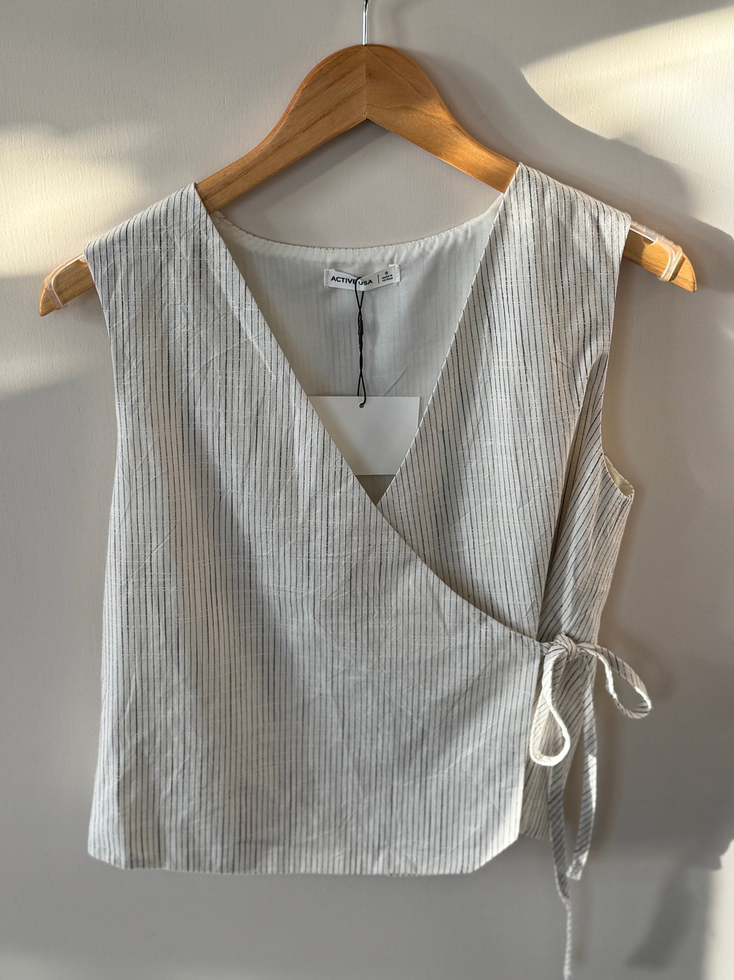 Active USA - Striped V-neck Wrap Around Vest