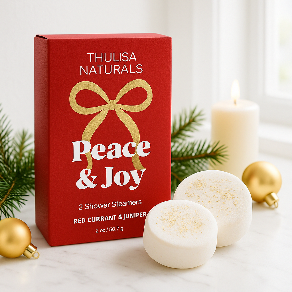 Thulisa Naturals™  | Bath + Body - Christmas Red Currant and Juniper Shower Steamers Gift Set