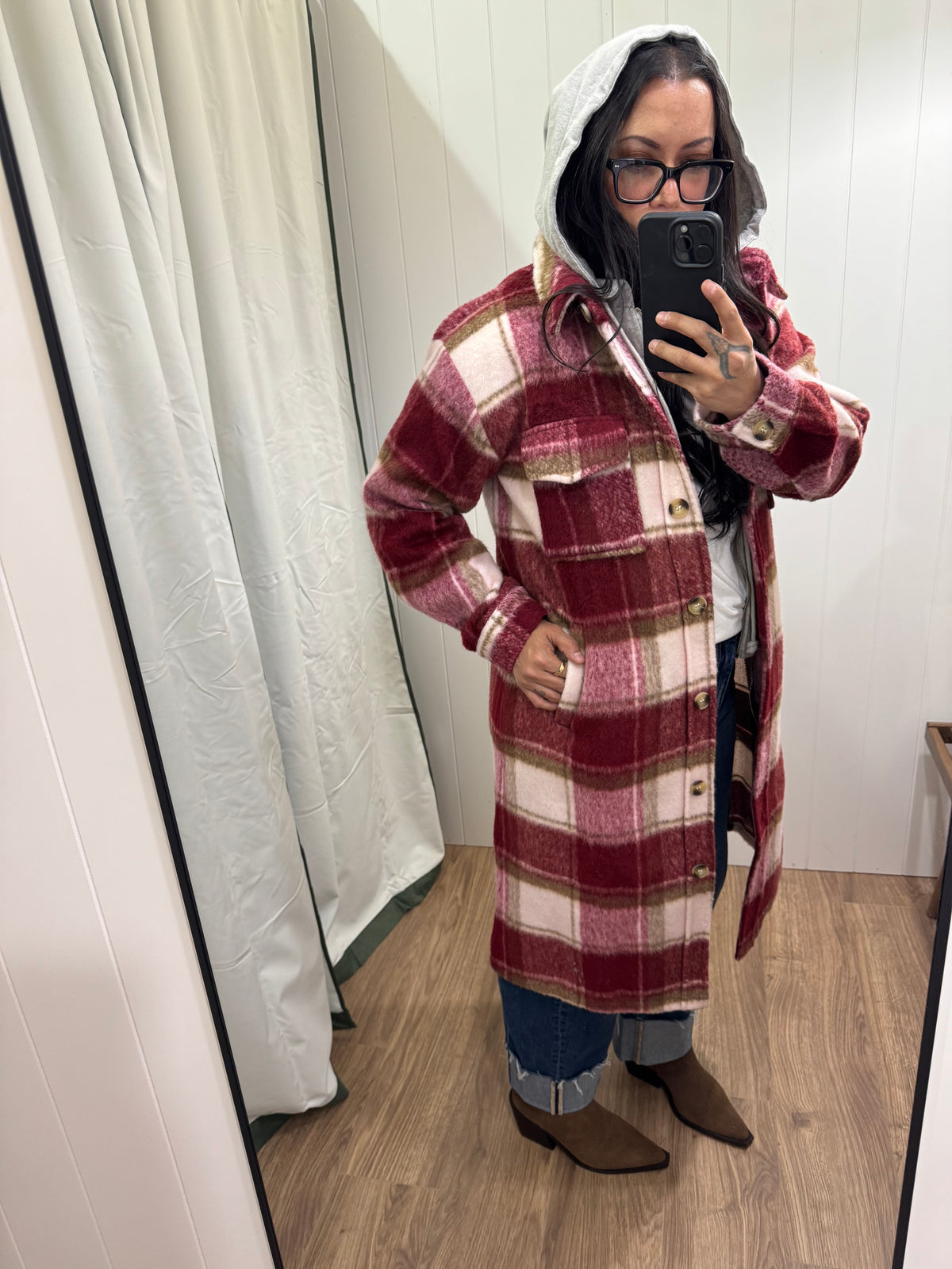 Homecoming Field plaid maxi coat