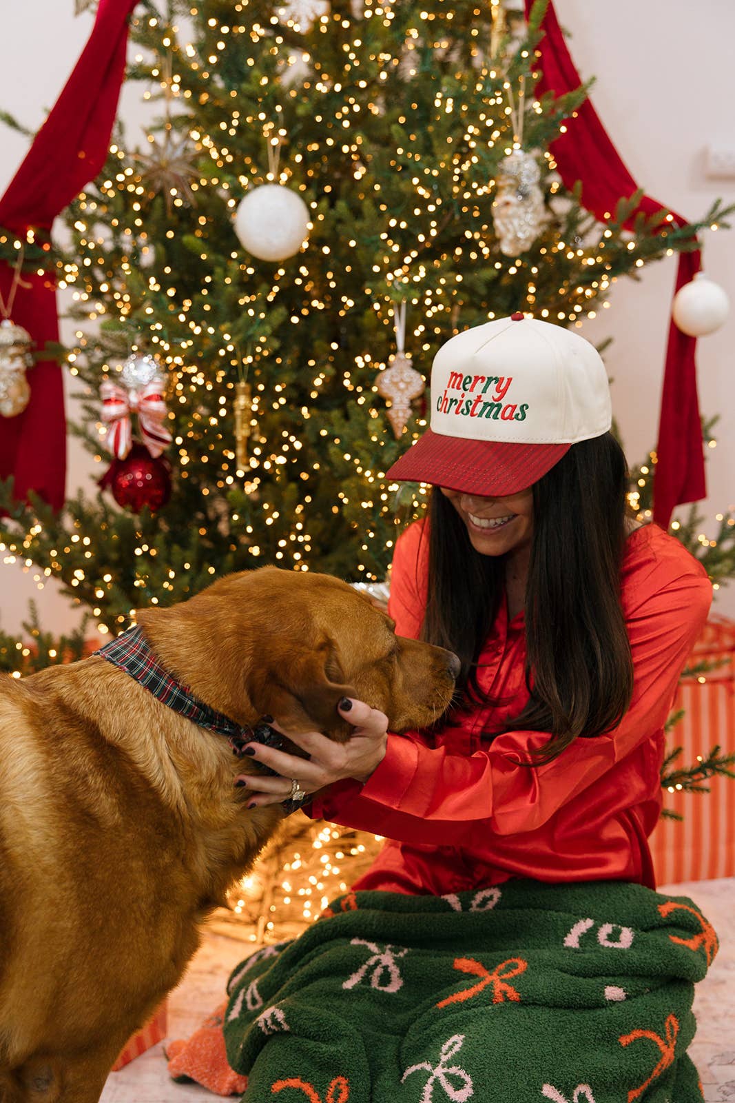 Ruby Moon - Merry Christmas Red Striped Hat - Christmas Hat