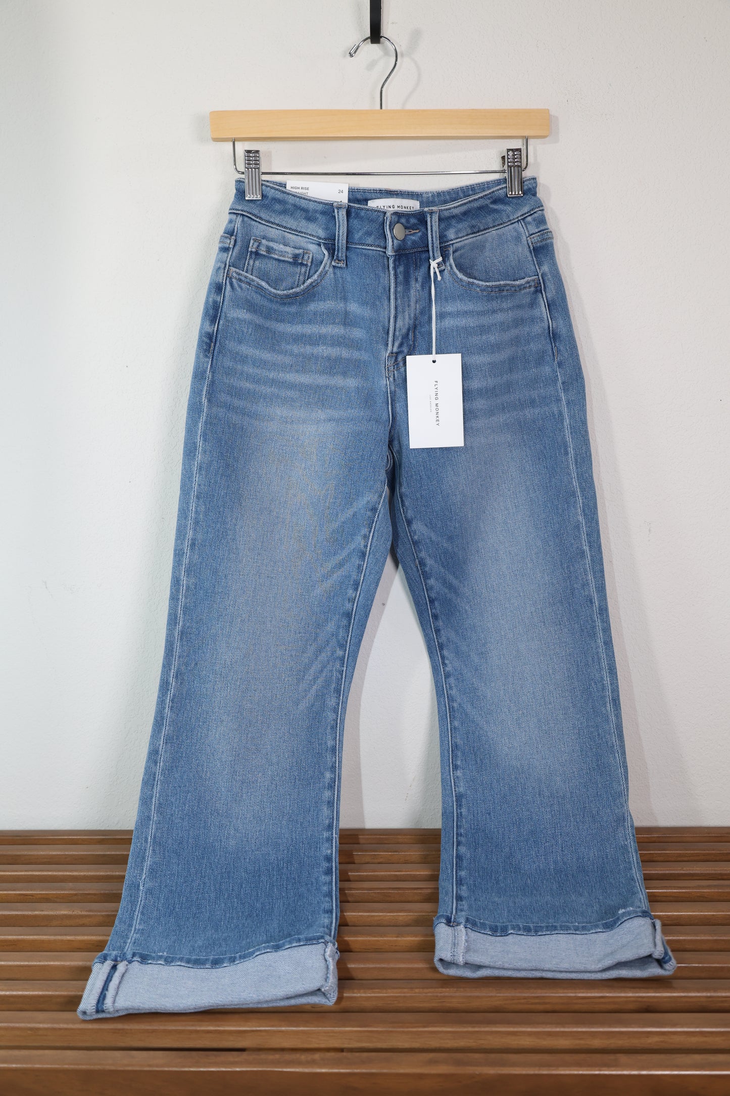 FLYING MONKEY - HIGH RISE CUFFED CROP STRAIGHT JEANS