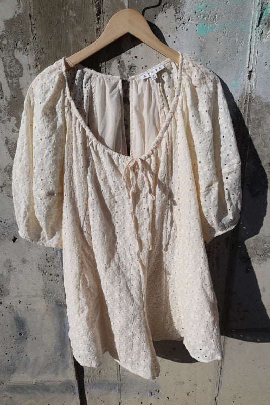 Hyfve - Cream Woven Floral Belle Sleeve Romper w/ Pockets