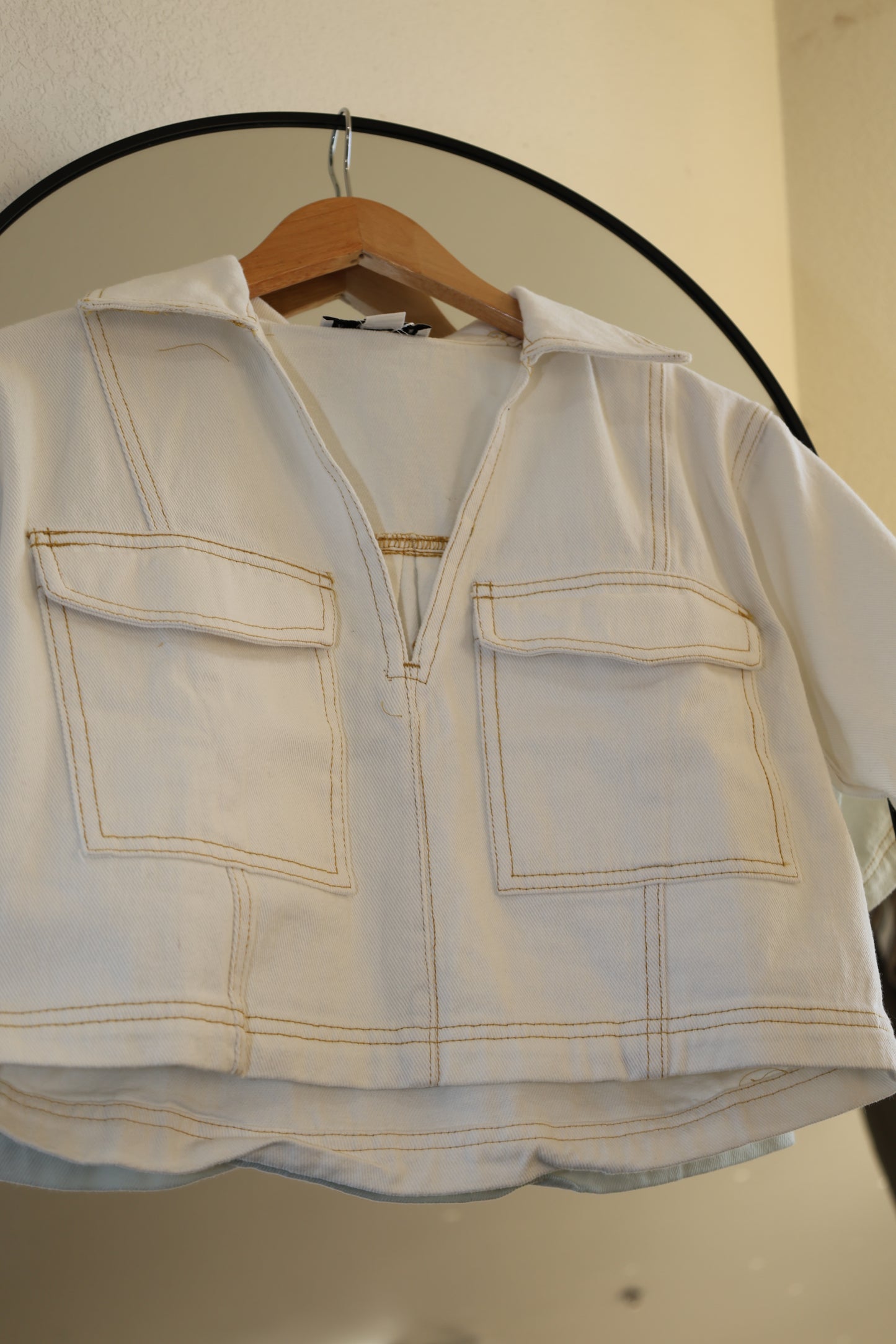 HYFVE - Denim V-Neck Cropped Top