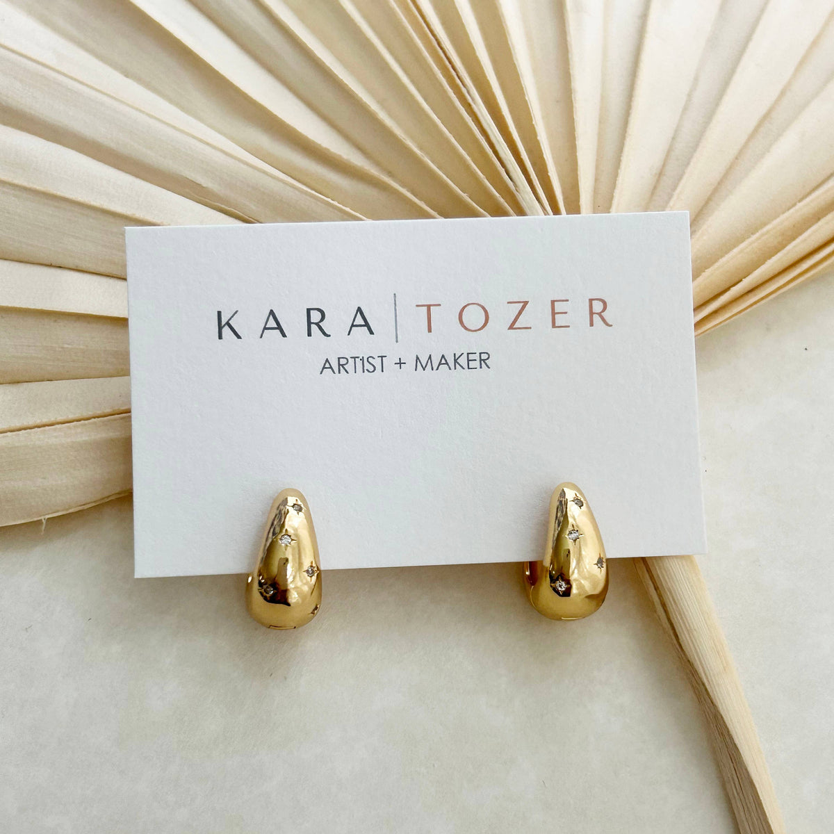 KARA | TOZER - Gold Star Lined Holiday Hoops