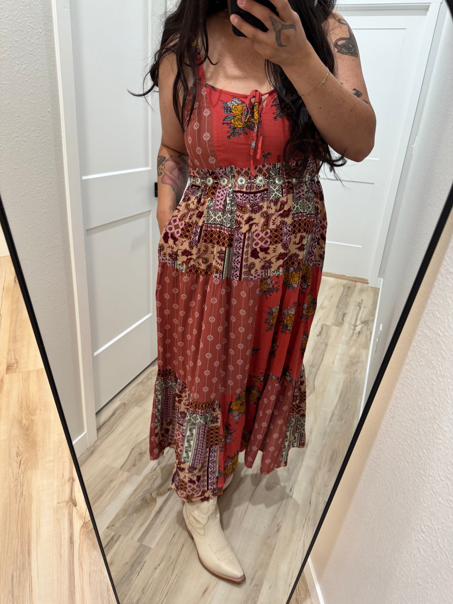 Wishlist - Multicolor Patchwork Tiered Maxi Dress