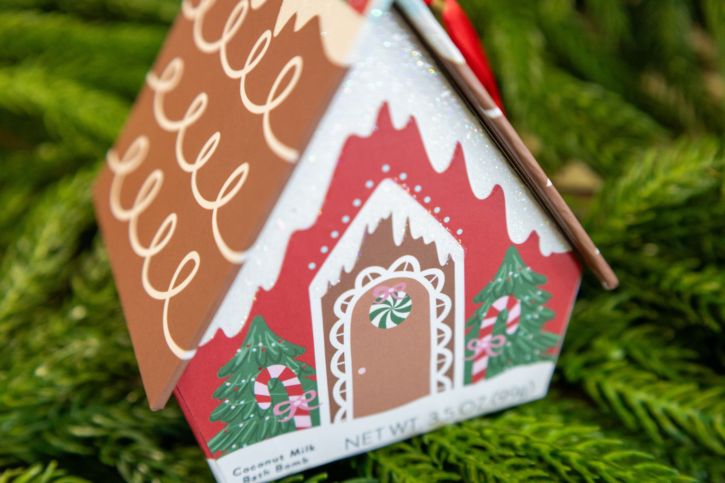 Cait + Co - Bath Bomb Christmas Ornament House - Red