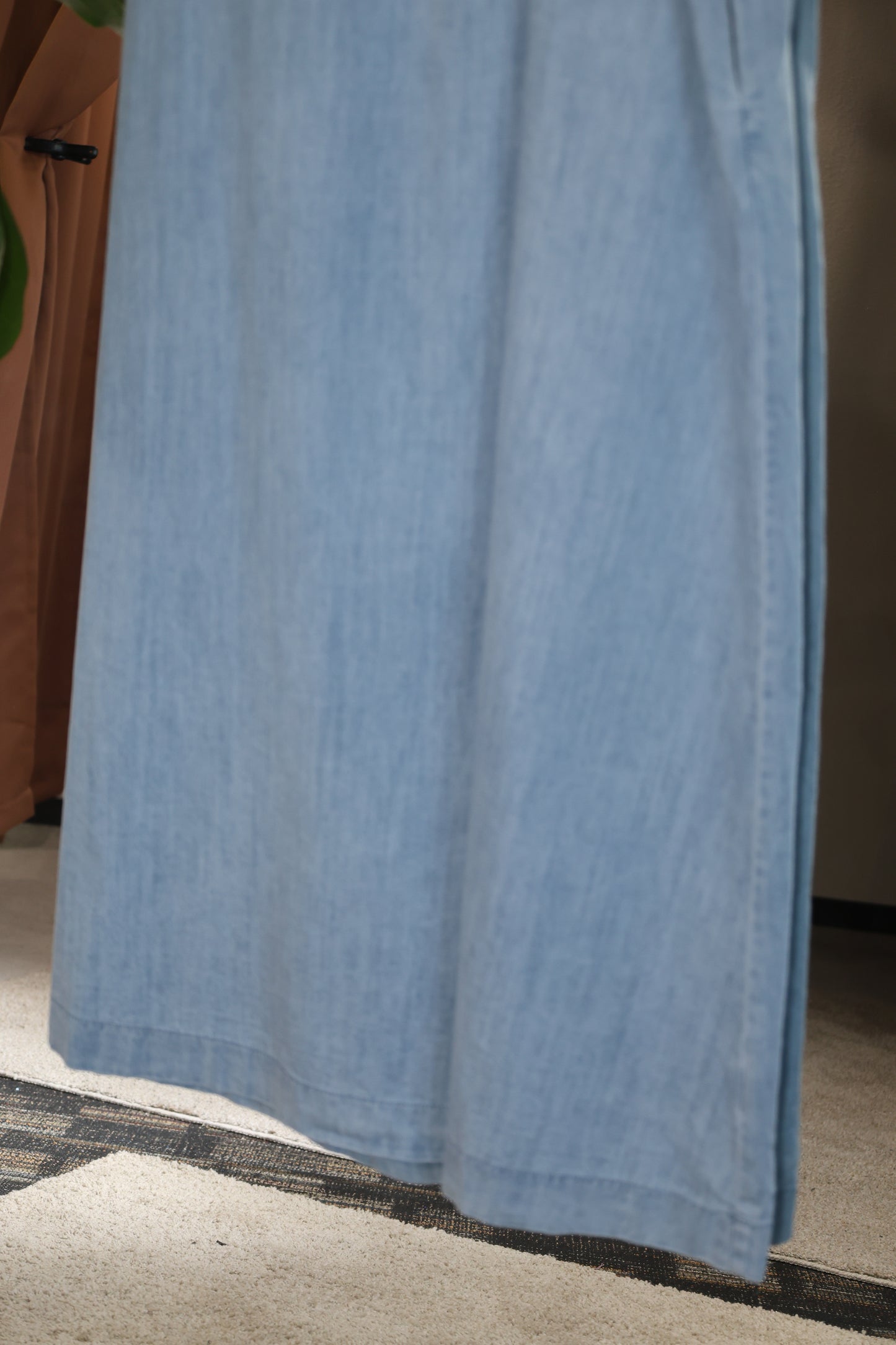 Sunday Edition Light-wash Spaghetti-strap Denim Dress