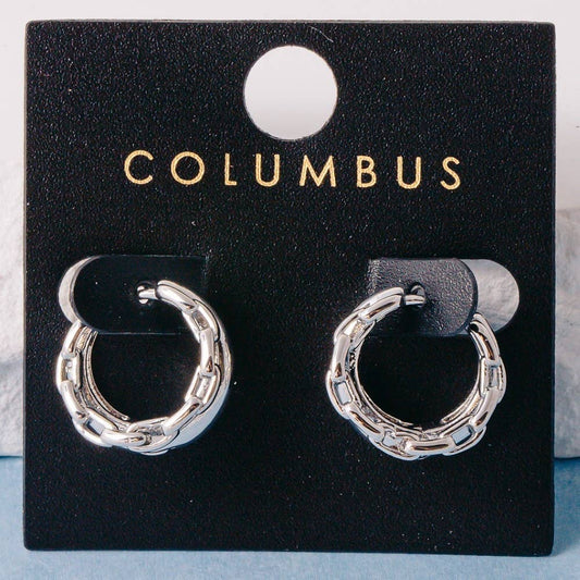 Fame Accessories - Gold Dipped Mixed Chain Double Huggie Hoop Earrings