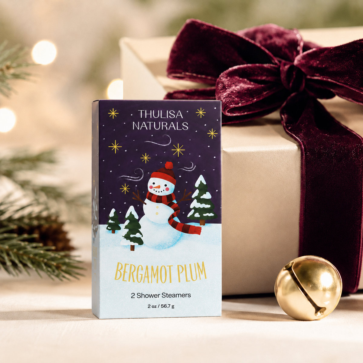 Thulisa Naturals™  | Bath + Body -   Christmas Bergamot Plum Shower Steamers Gift Set