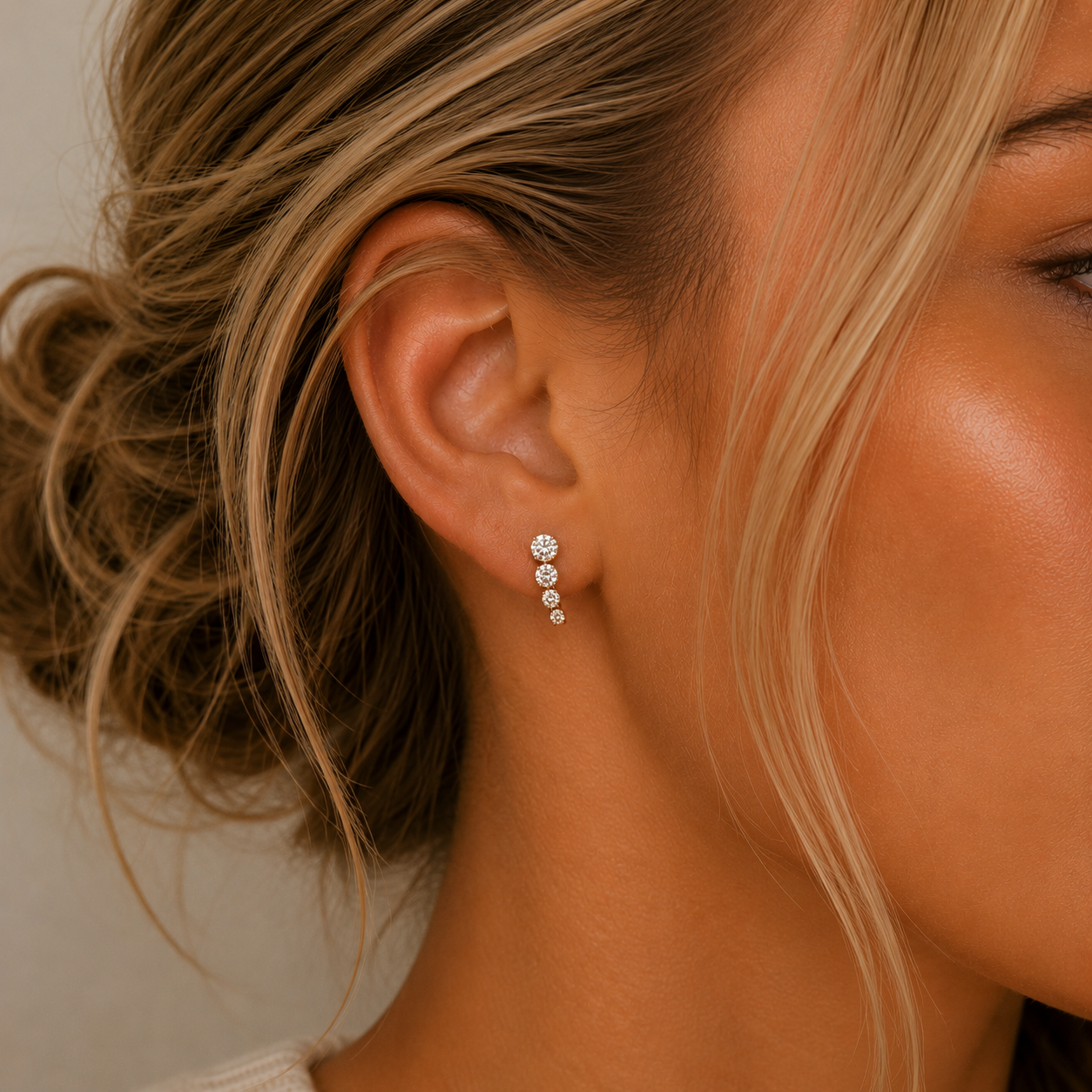 JaxKelly - Mini Crawler - White CZ - Gold Earrings