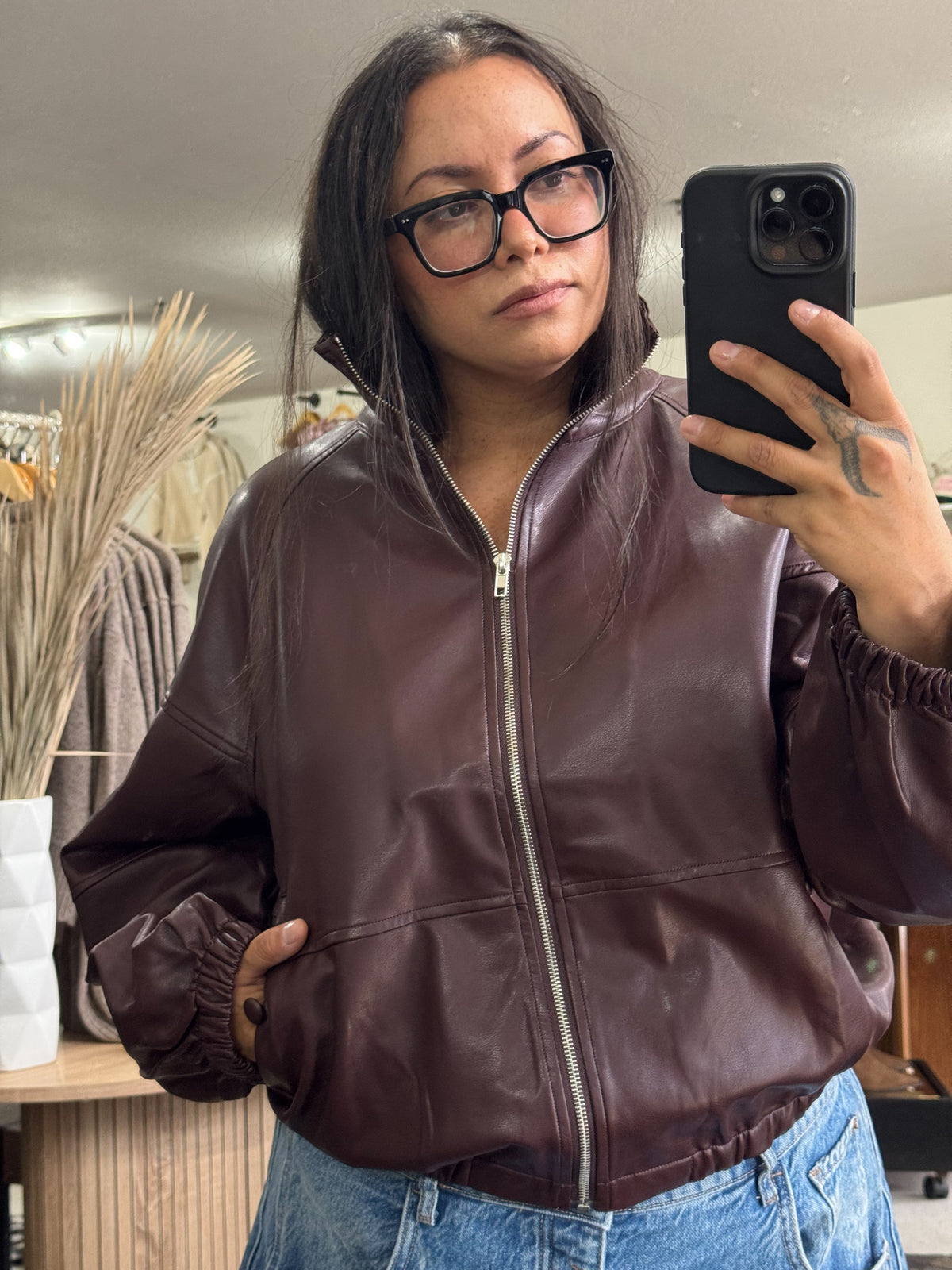 Livin It Up faux leather jacket