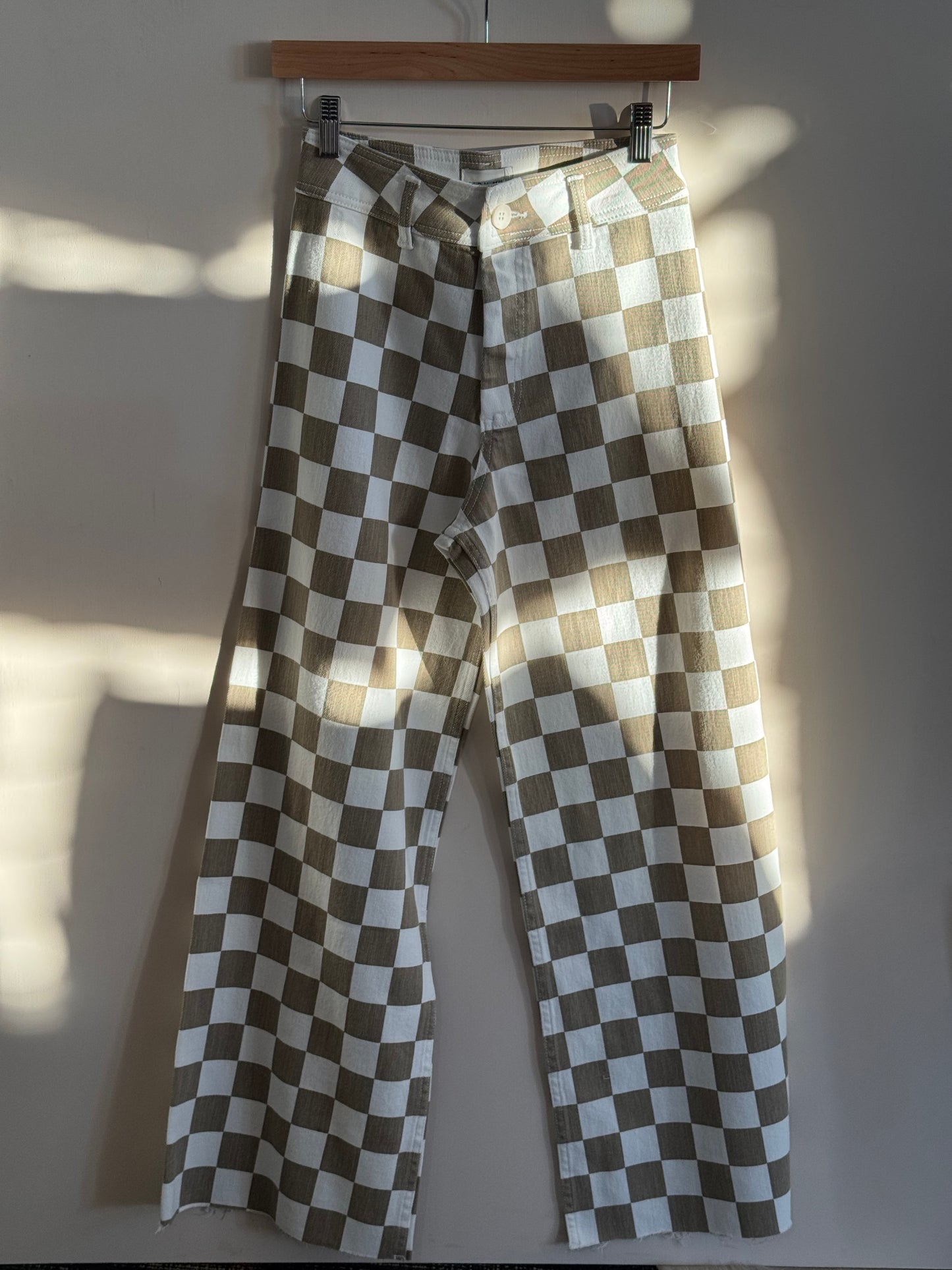 Miou Muse - Light Brown/White Checker Board Pants