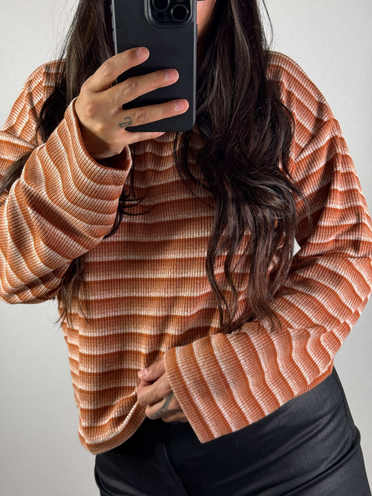 Sunset Daydream gradient stripe long sleeve knit top
