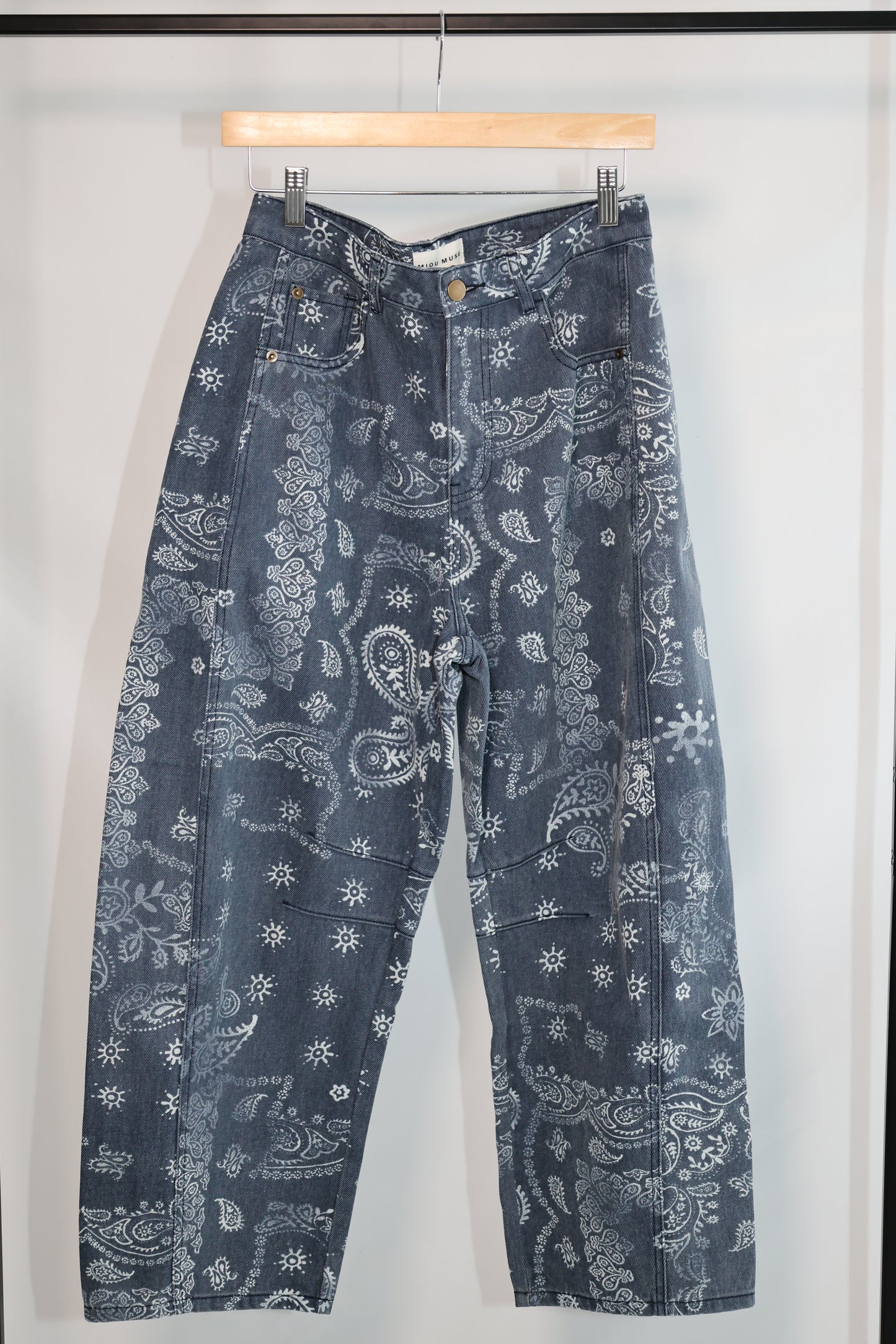 Miou Muse Paisley Print Barrel Pants