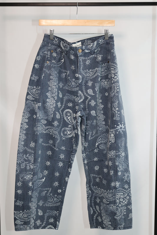 Miou Muse Paisley Print Barrel Pants