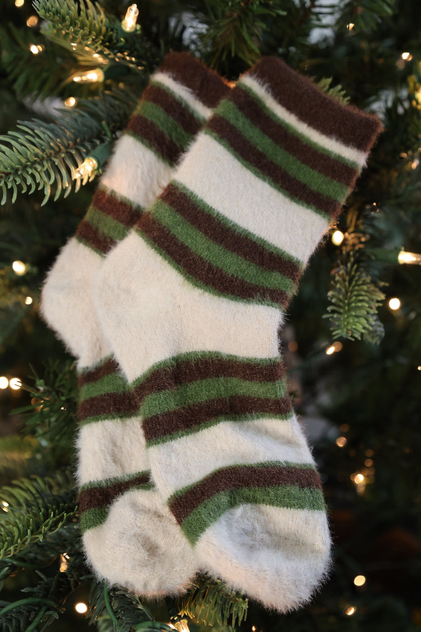 ACCITY - Striped Plush Socks Women Winter Thick Cozy