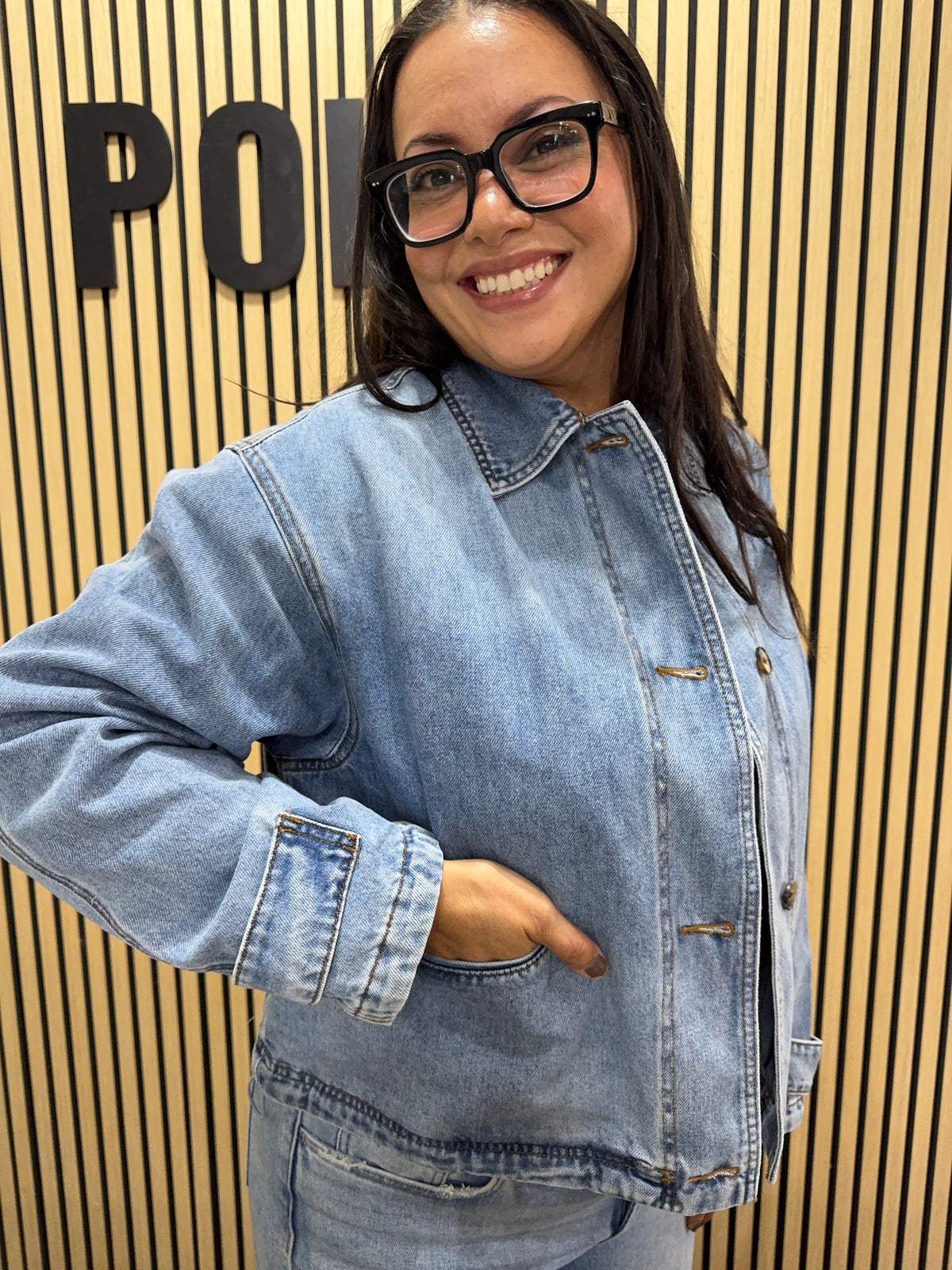Better Than Never button front bomber denim jacket