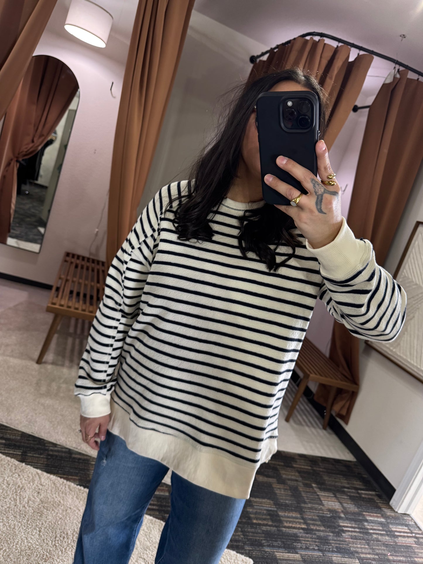 Wishlist Apparel - OVERSIZED STRIPED KNIT TOP