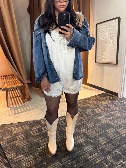 Le Lis - Thin Strap Lace-trim Romper