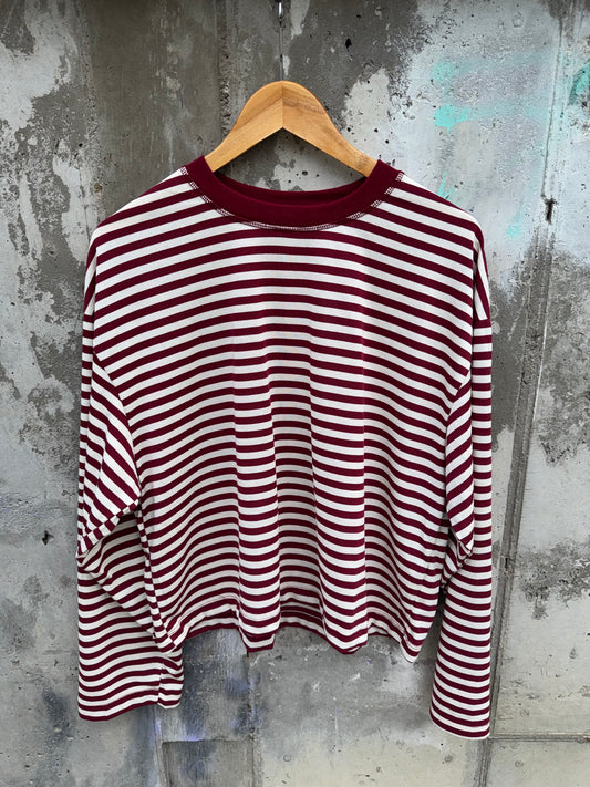 TicToc - Marlowe Maroon Striped Long Sleeve Shirt