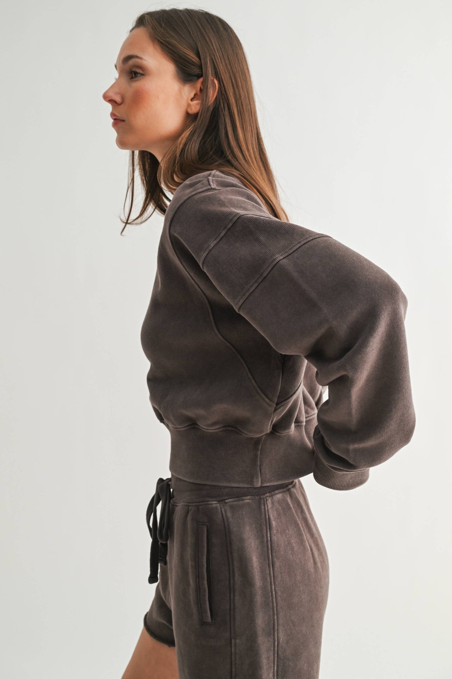 Mono B - Mineral Wash Luxe Cropped Sweatshirt