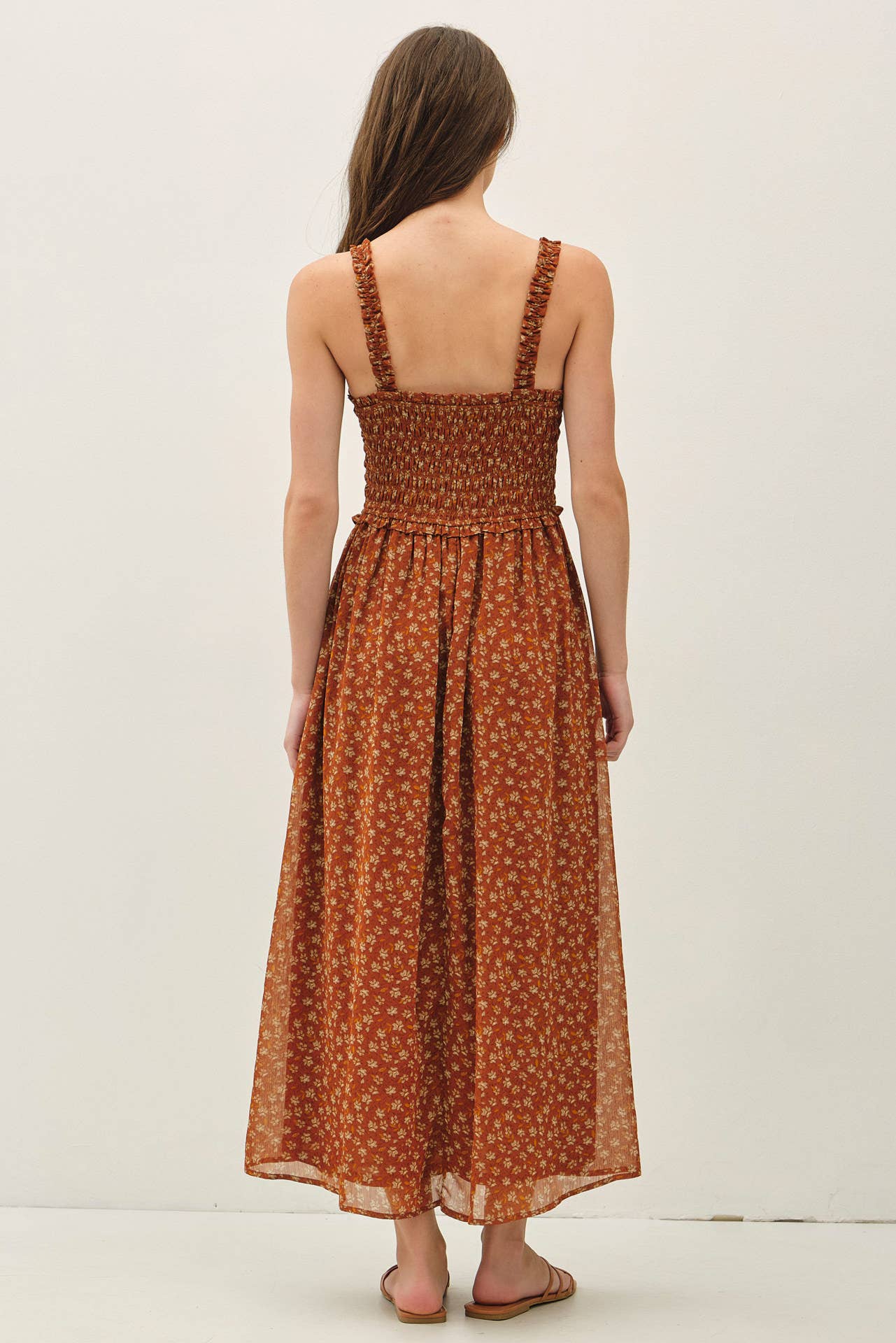 Be Cool - FLORAL PRINTED SMOCKE BODICE MIDI DRESS