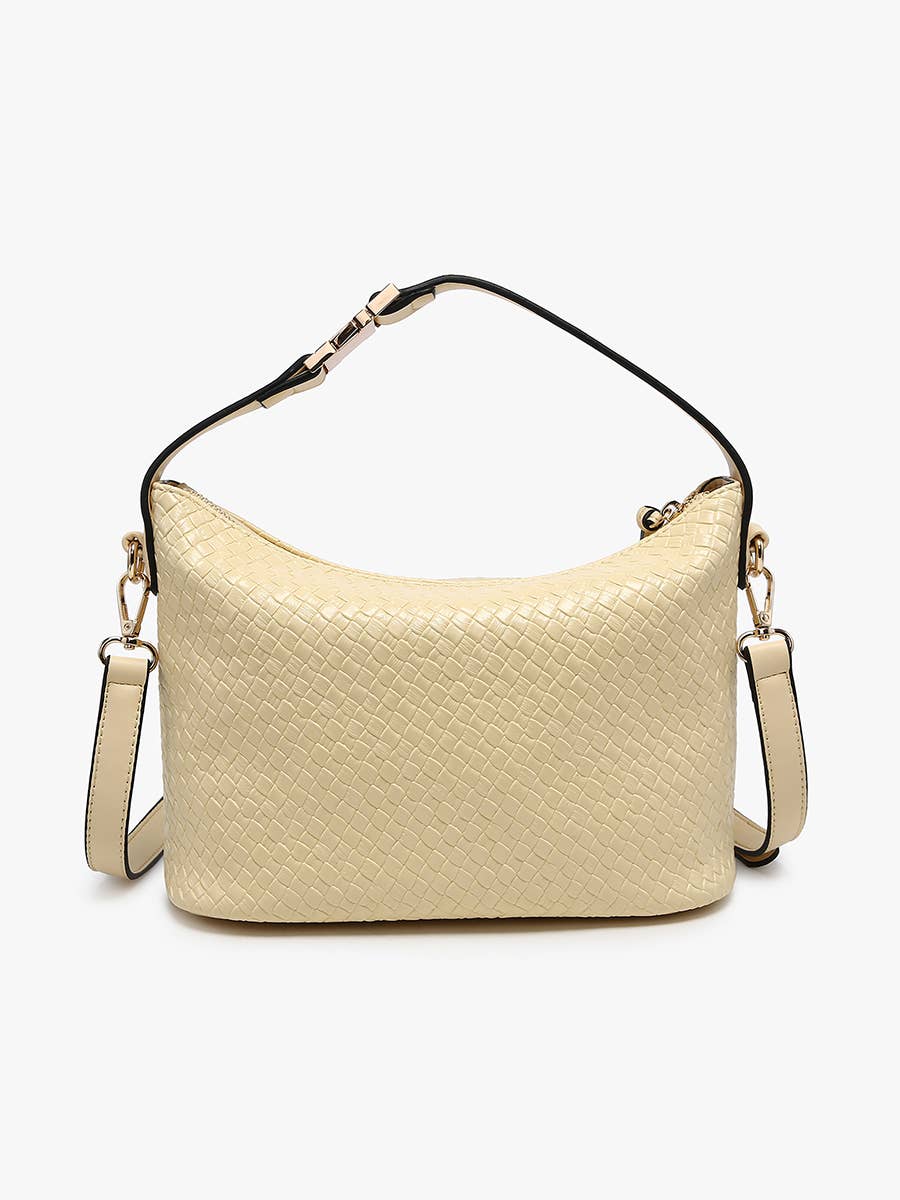 Jen & Co. - Kinsley Faux Woven Satchel w/ Top Zip Closure & Crossbody Strap