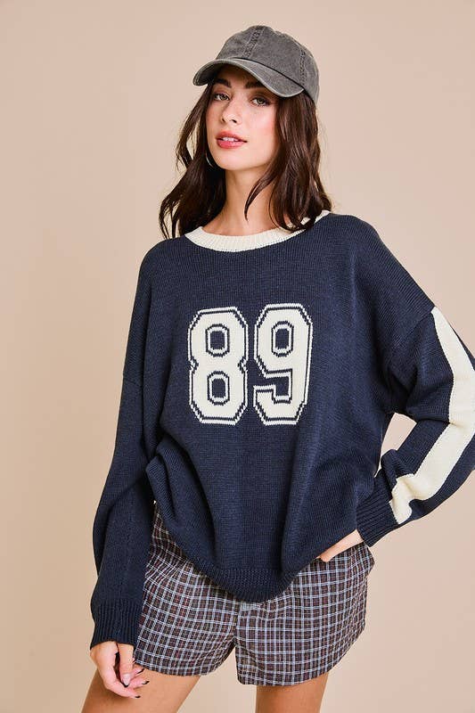 LE LIS - ROUND NECK SWEATER 89 GRAPHIC TOP