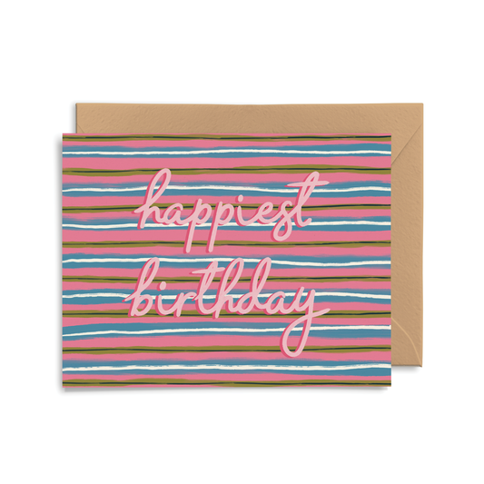 Pink Pigeon Studio - Happiest Birthday Stripe Card
