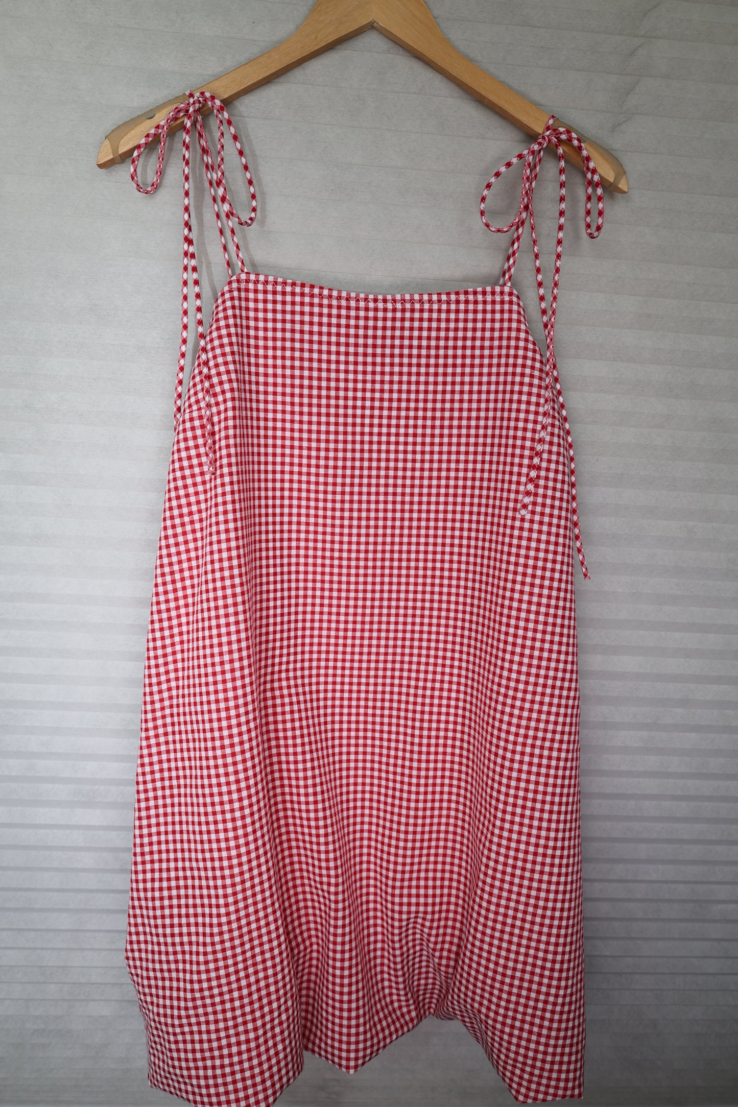 Things Between - Red Gingham Bubble Hem Dress w/ Pockets