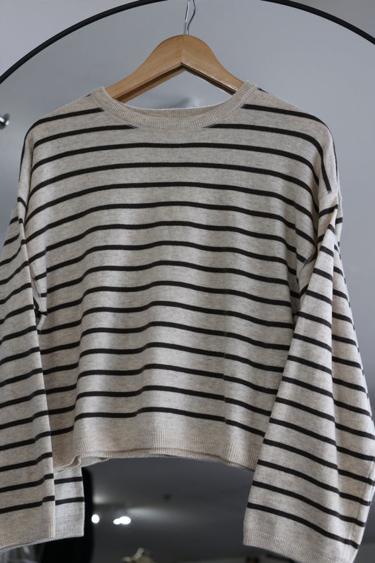 MIOU MUSE - Striped Pattern Knit Top