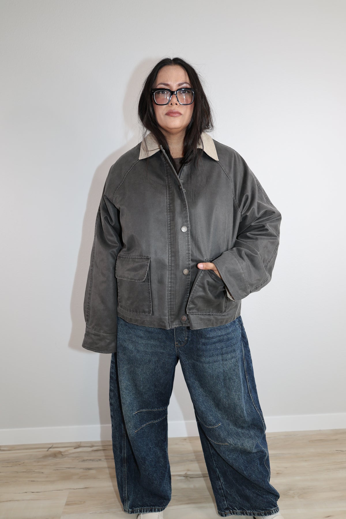 City Lights contrast collar utility jacket