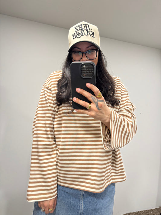 AEMI + CO - Oversized Stripe Long Sleeve Top