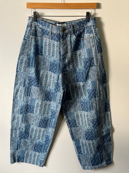 Miou Muse - Multi Printed Patchwork Style Barrell Jeans
