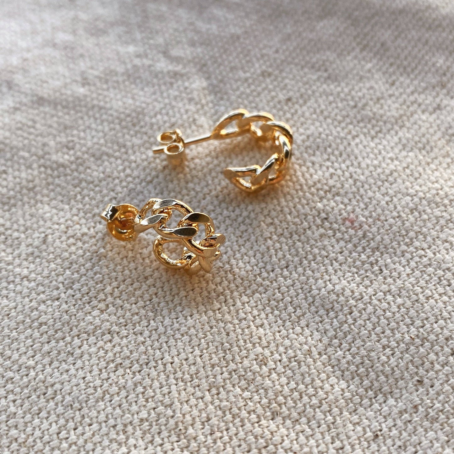 GoldFi - 18k Gold Filled Petite Chain Link Chain C-Hoop Earrings