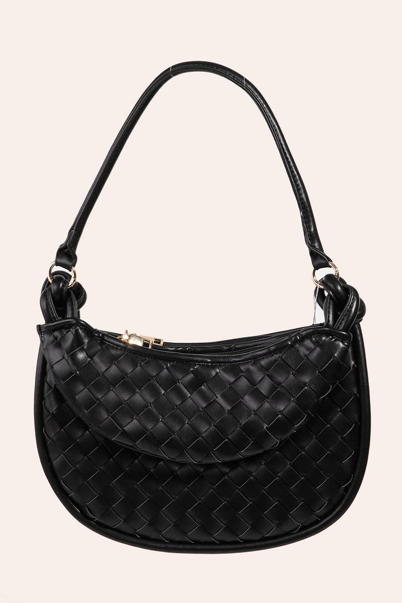 Basket Weave Half Moon Bag
