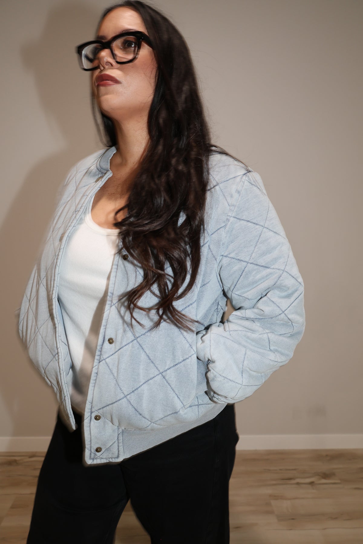 First Snow knit quilted bomber jacket