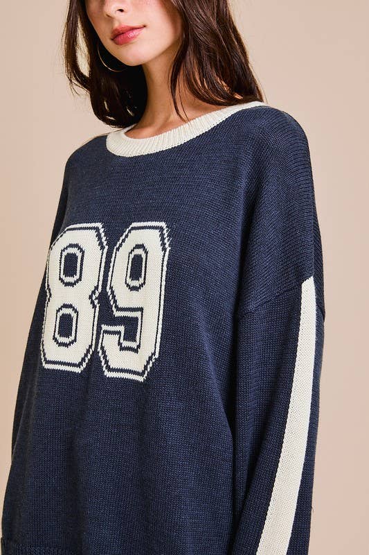 LE LIS - ROUND NECK SWEATER 89 GRAPHIC TOP