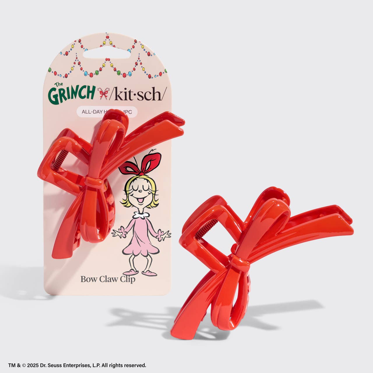 KITSCH - The Grinch x Kitsch Red Bow Claw Clip
